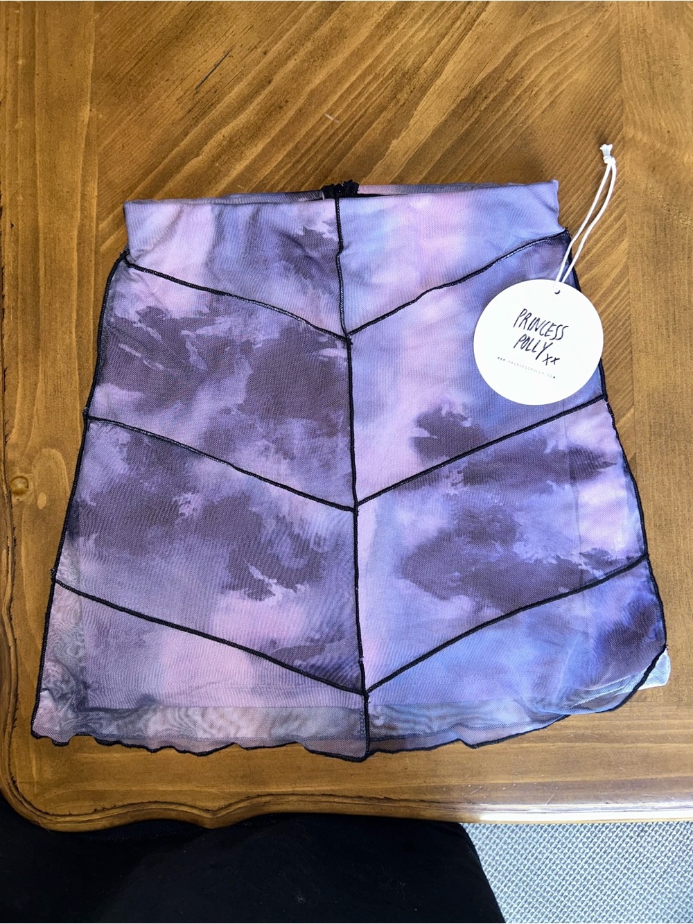 Princess Polly Purple Tie-Dye Chevron Mesh Mini Skirt
